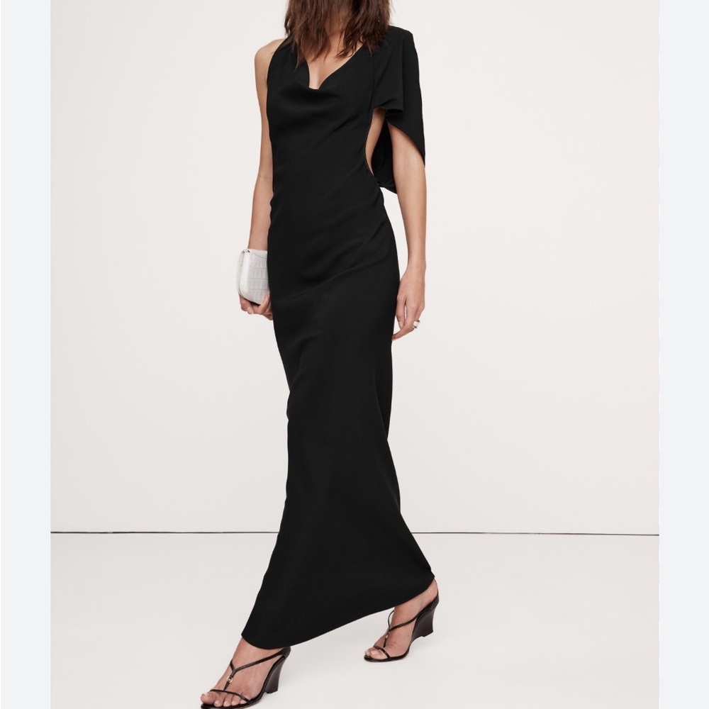 Banana Republic Elegant Black One-Shoulder Evening Dress